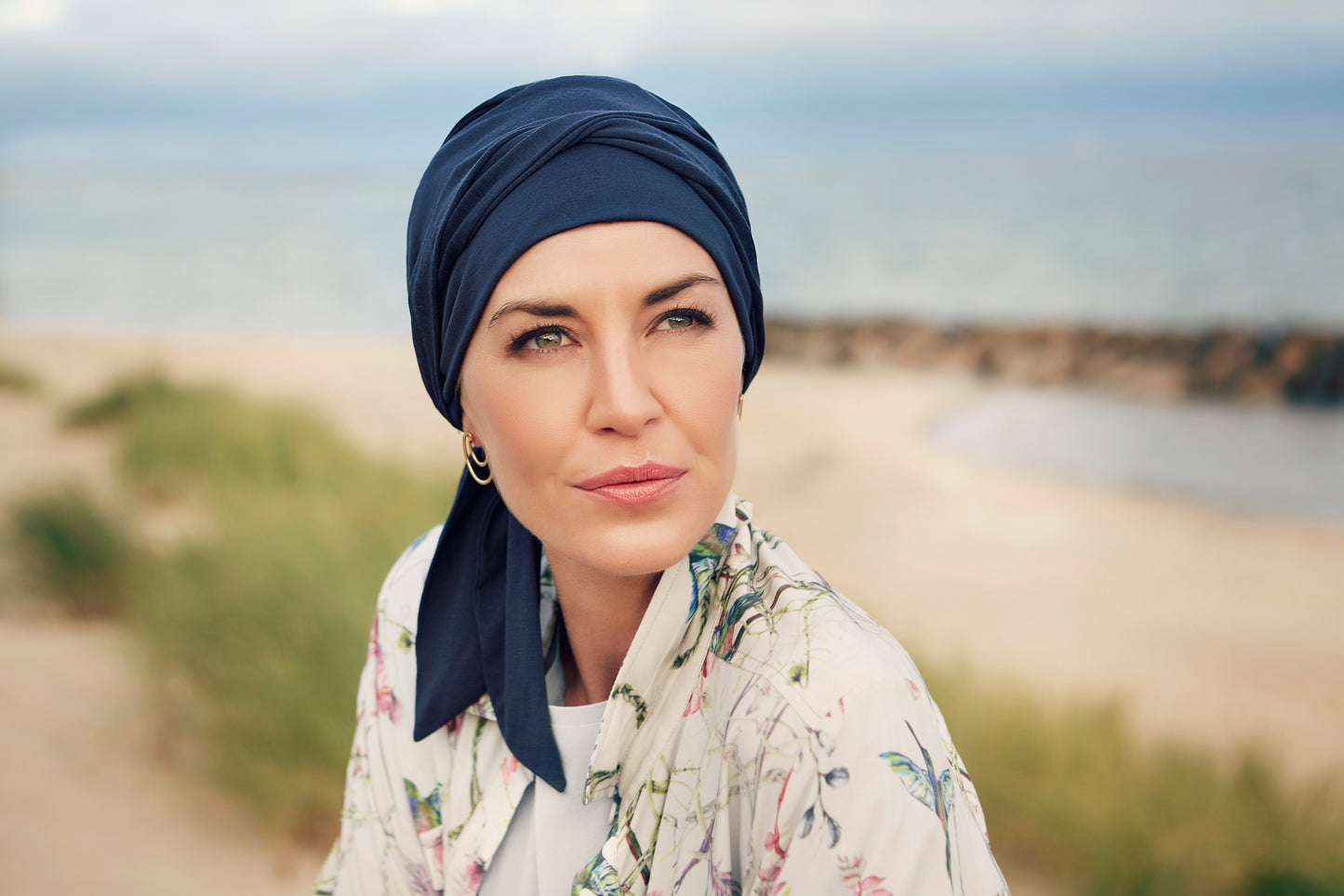 B.B. Beatrice Turban w/Ribbons I Dark Blue I Christine Headwear