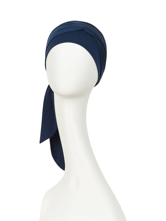 B.B. Beatrice Turban w/Ribbons I Dark Blue I Christine Headwear