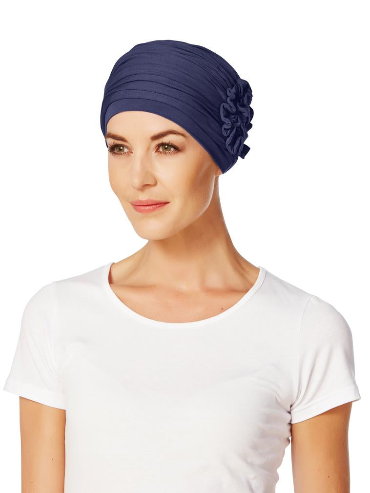 HocLotus Turban I Dark Blue I                             Christine Headwear