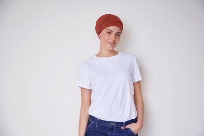 Emmy V Turban I Dusty Red I Christine Headwear