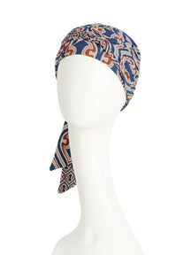 Beatrice Turban with Ribbons I Endless Shapes Of Blue - Christine Headwear