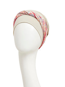 Shakti Turban I Cement w/Bright Flower - Christine Headwear